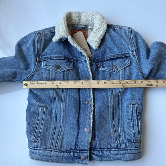 NWT Levi Strauss & Co Denim Blue Jean Sherpa Lined Original Trucker Jacket Small - Picture 8 of 9